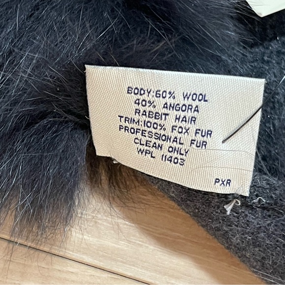 Lord & Taylor Charcoal Wrap with Dark Fur Trim - Picture 6 of 6